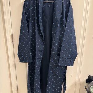 Navy Blue Robe with Anchor Pattern by Nautica NWT